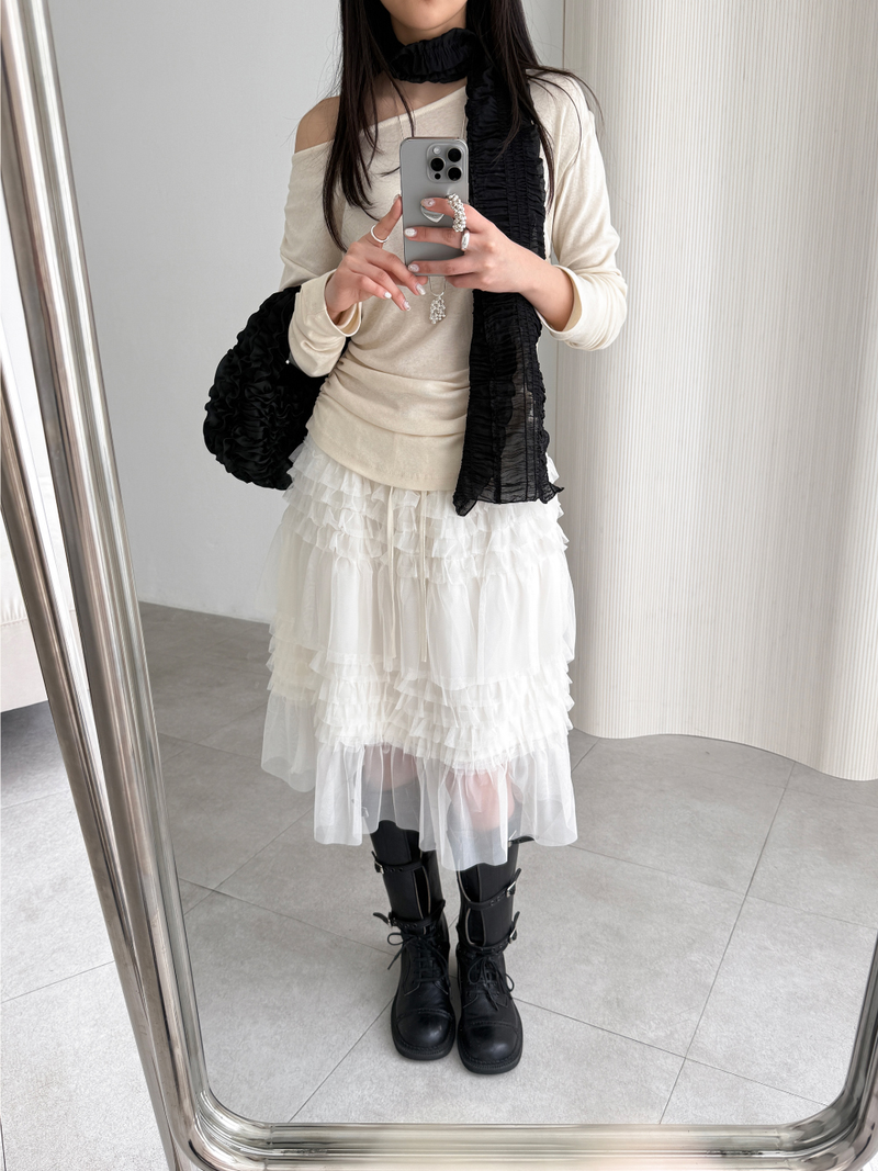 crinkled veil scarf (2color)