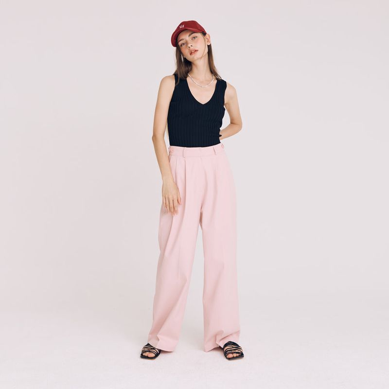 TWOTUCK COTTON WIDE PANTS (PINK)