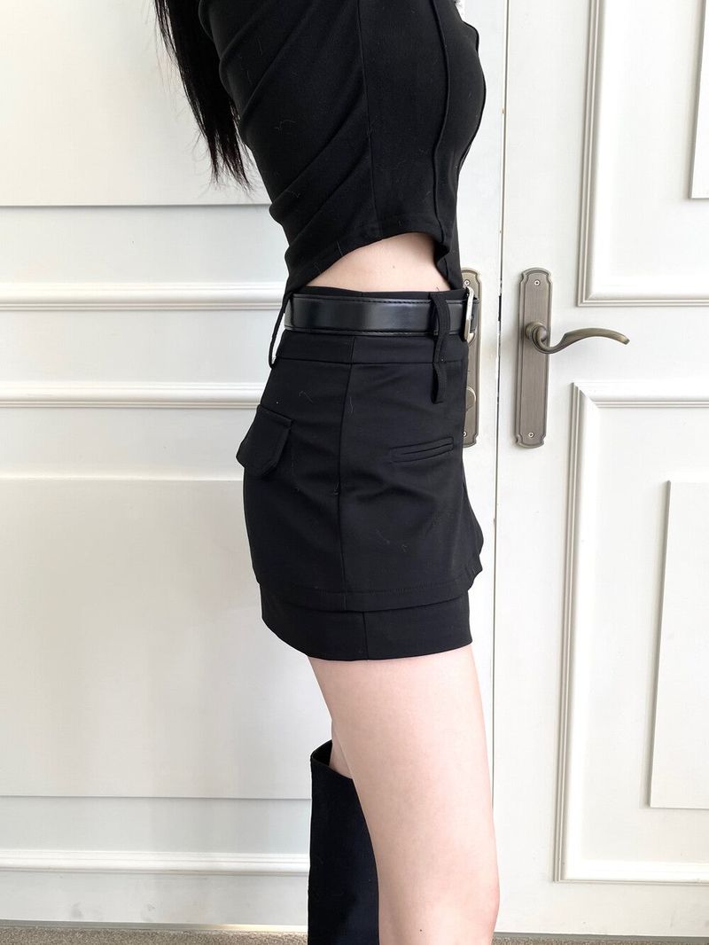 1111. Wrap slit belt mini sk (2color)