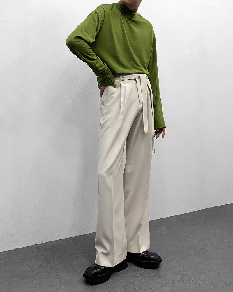 FL Belted Side Banding Wide Slacks (4 colors)