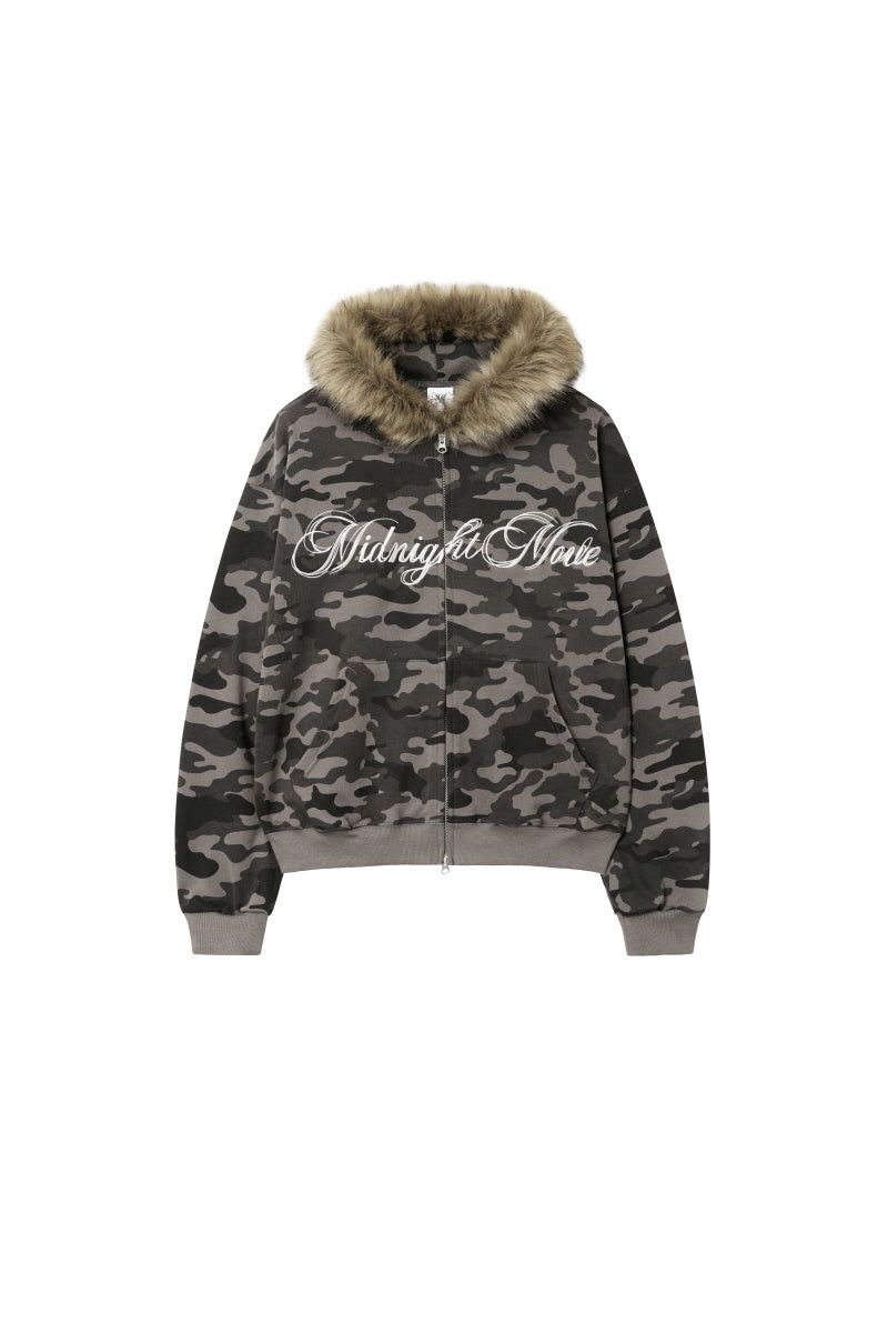 camo hair zip up (dark grey)