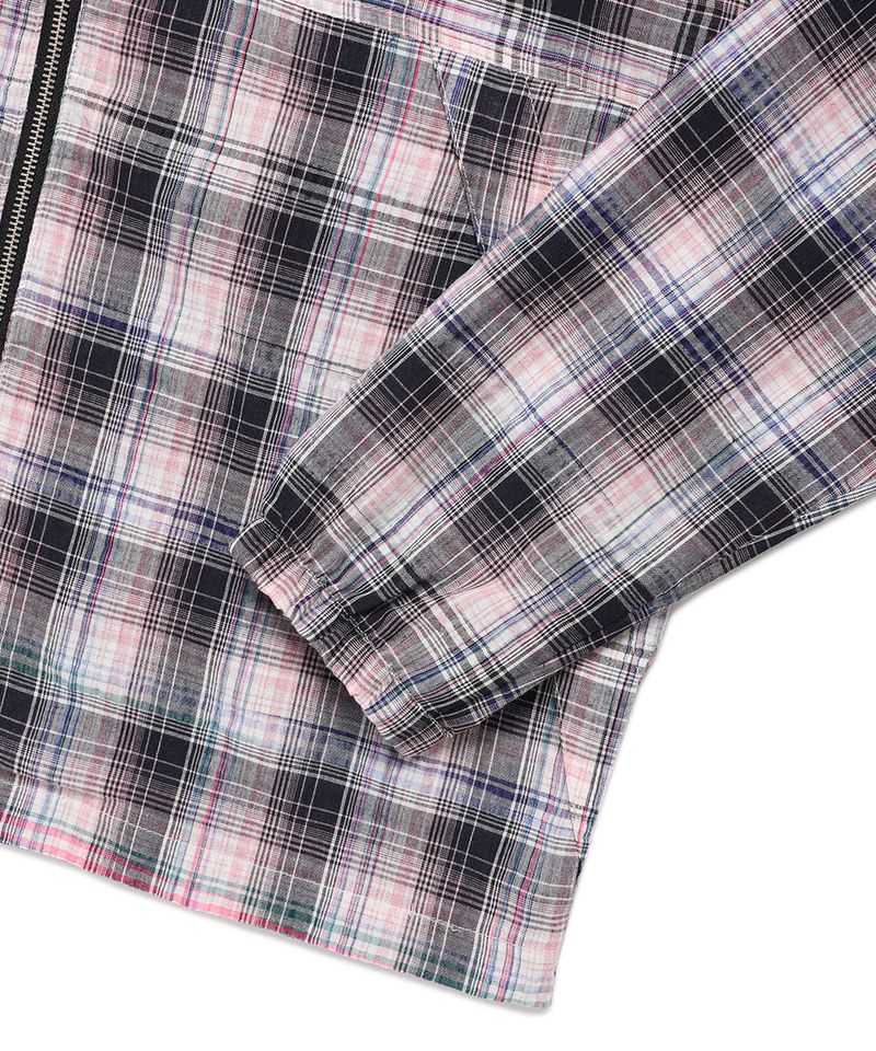 HOODED CHECK WIND BREAKER PINK(CV2FSUB962A)