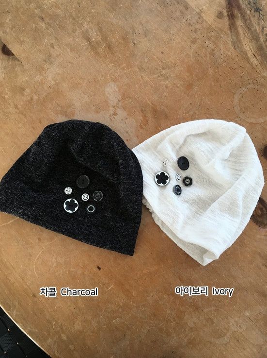 Fleur Vintage Button Beanie