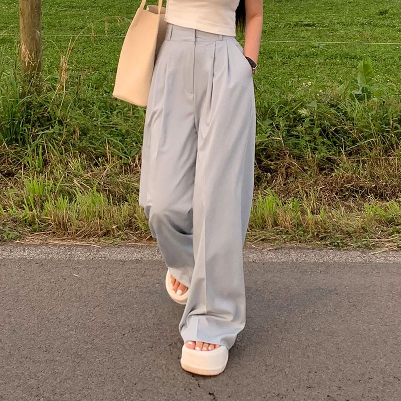 [Bellide made / Short, Long] Summer version two-pintuck wide slacks