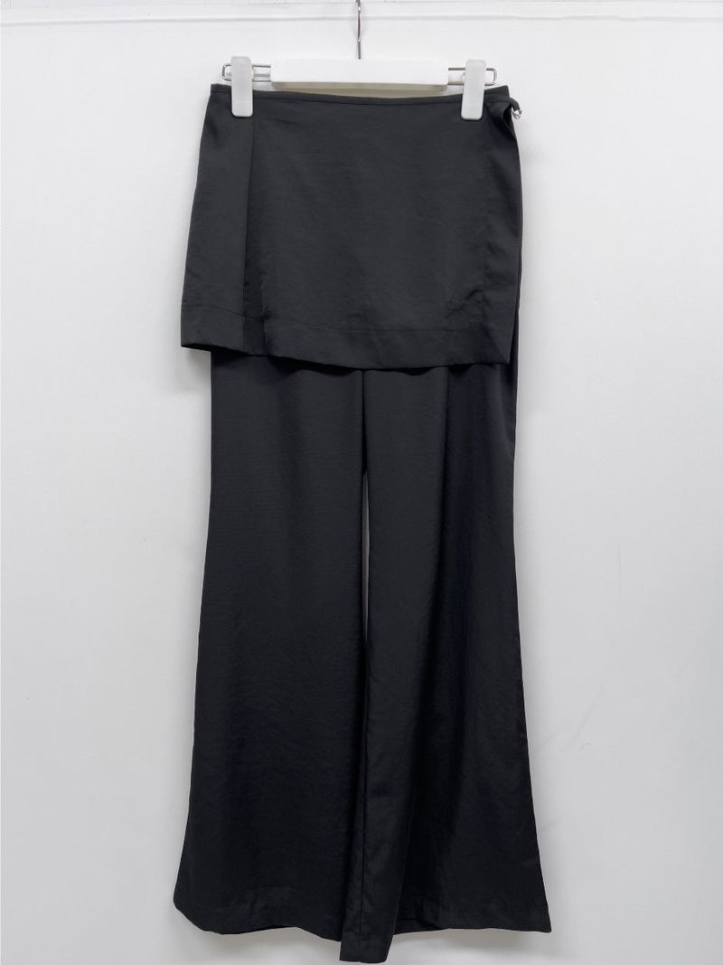 Satin Wrap Bootcut Wide Pants