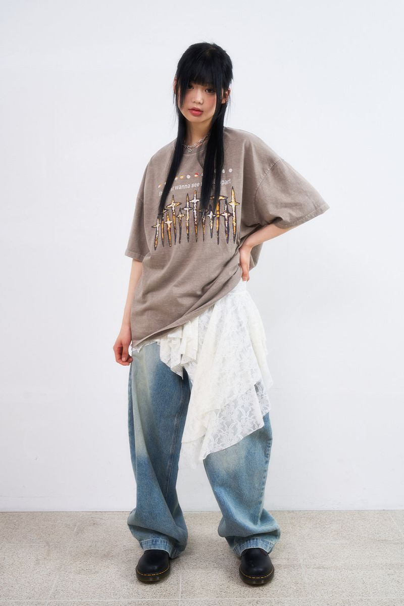 Curse many cross pigment over T-shirt