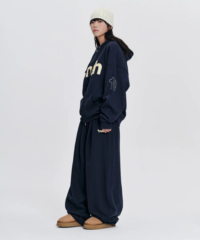 mah LOGO CHECK SWEAT PANTS_NAVY