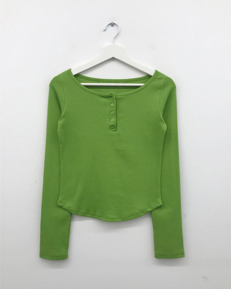 Liège button boat neck t-shirt (3color)