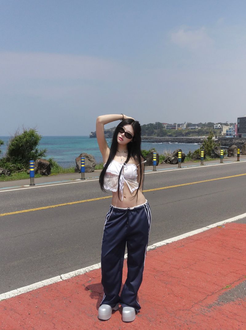 Lace Ribbon Cropped Sleeveless