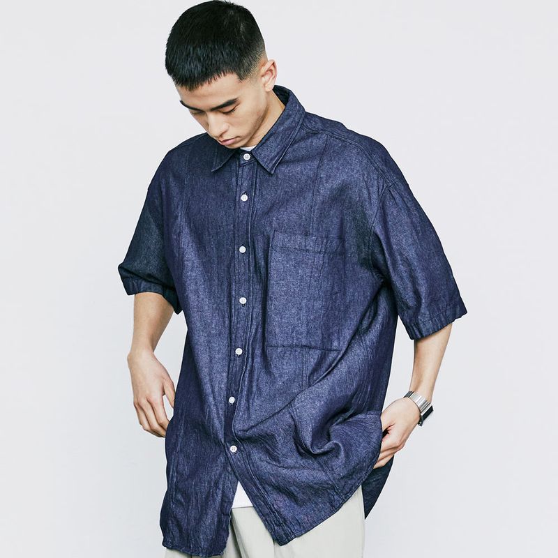 KND(ケイエンド)の「FRONT SEAM WASHED DENIM SHIRT INDIGO(Tops)」