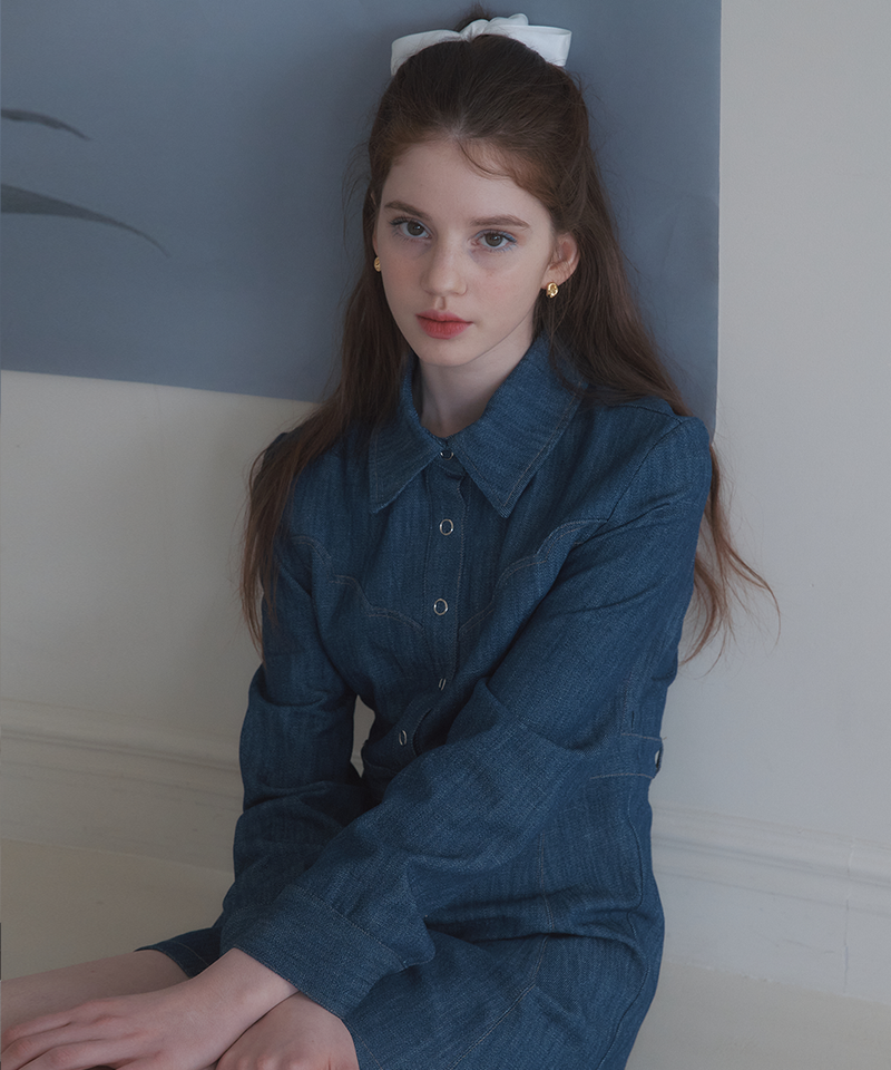LETTER FROM MOON（レターフロムムーン）の「Cloud Line Denim Dress ( 2 Colors )（Dresses）」