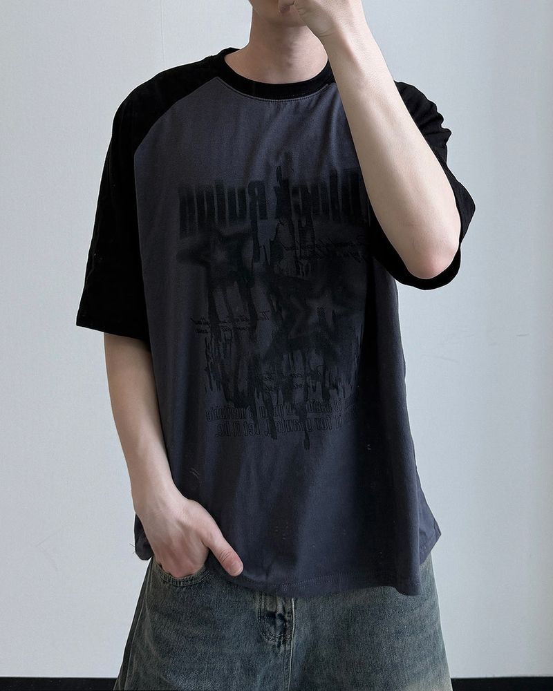 Stamune Printing Raglan Short Sleeve Tee