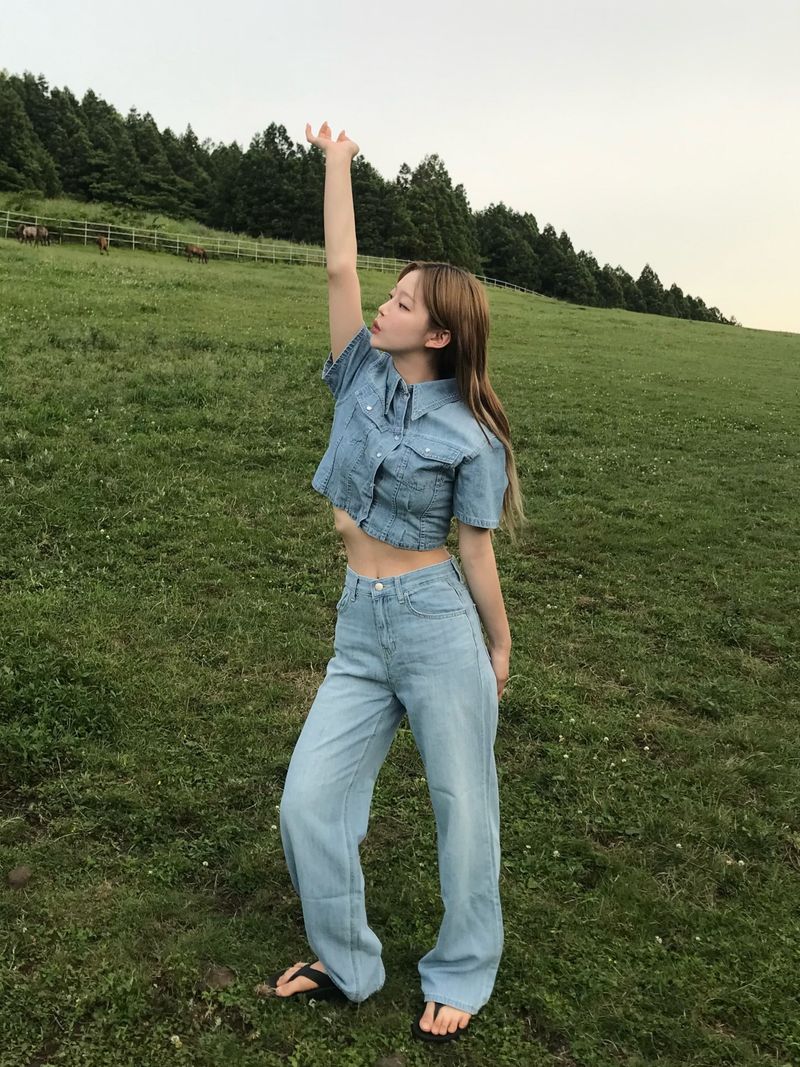 Horizon denim set up pants