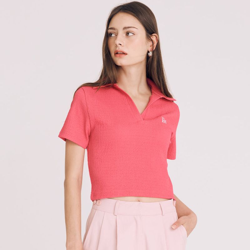 VNECK OPEN COLLAR TOP (PINK)