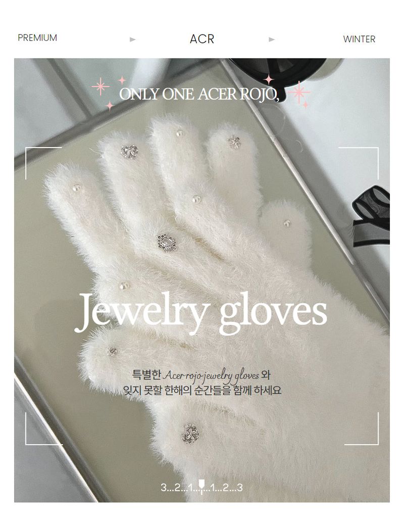 RGO Ballet Core Ribbon Jewelry Year-end Look Hip Cubic Long Heating Fleece-Lined Fur Mink Black White Brown Beige Gloves (Select 3 Colors)