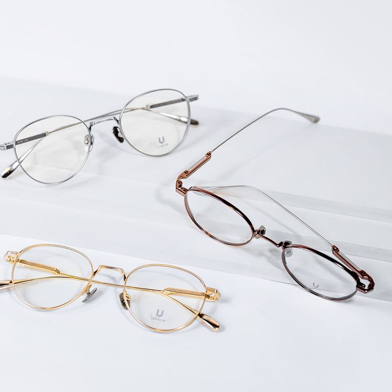 Knouun Round titanium glasses CODE. 102. C Brown N Silver