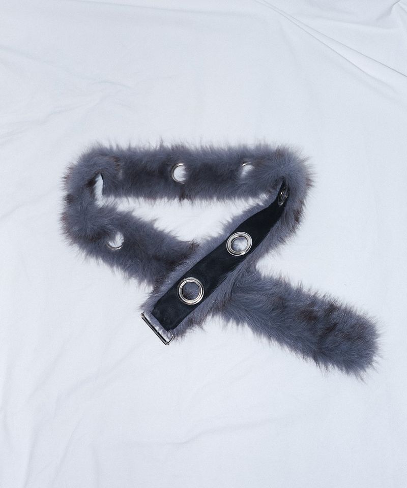 fur loop eyelet belt - deep blue