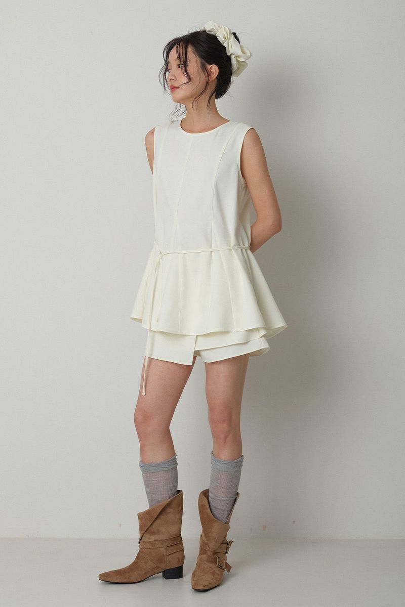 Scrunch Flare Sleeveless_Ivory