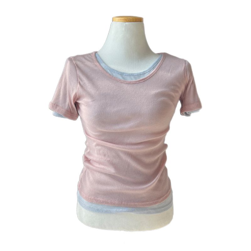 Melting Sheer Layered Half Sleeve Tee