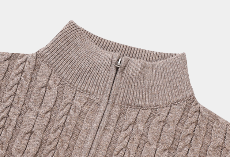 Amp Ghost Cable Semi-Over Two Way Knit Zip-Up