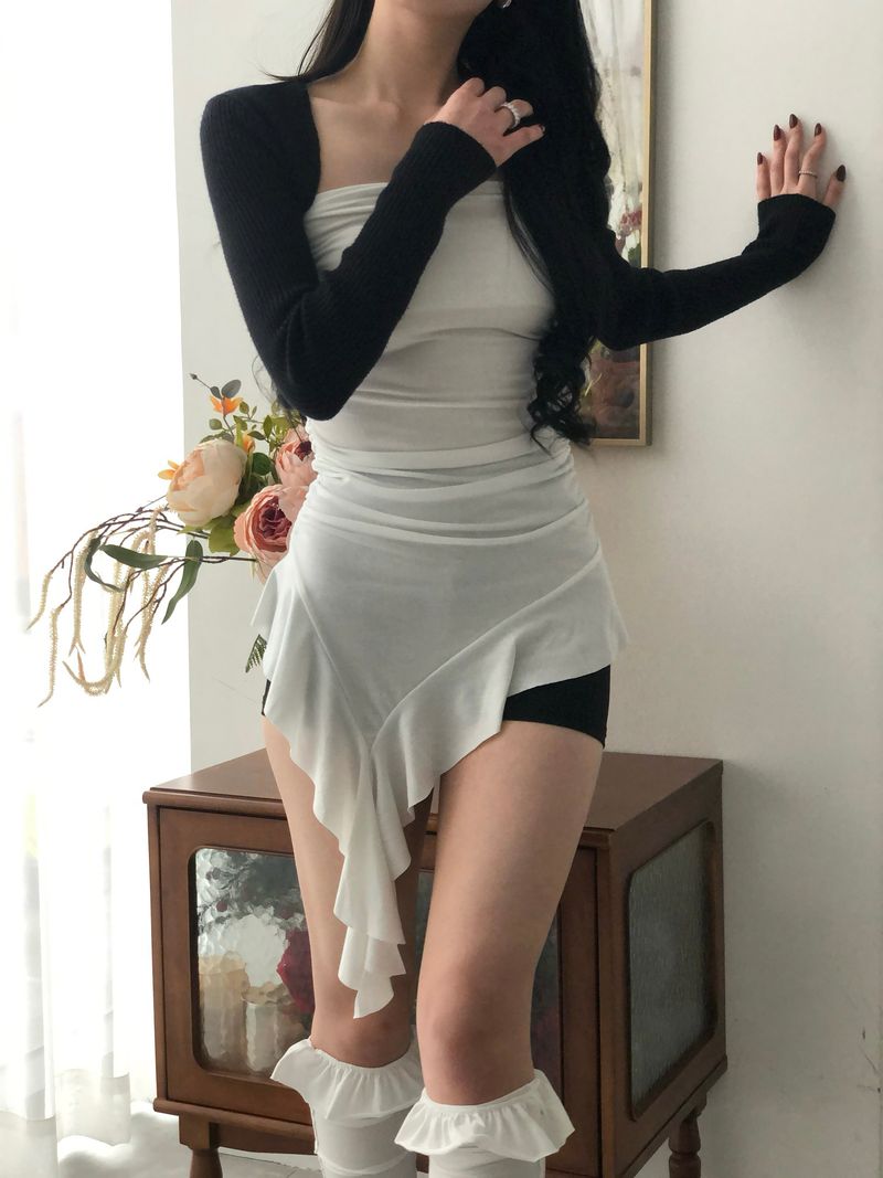 Frill Unbal Mini-dress