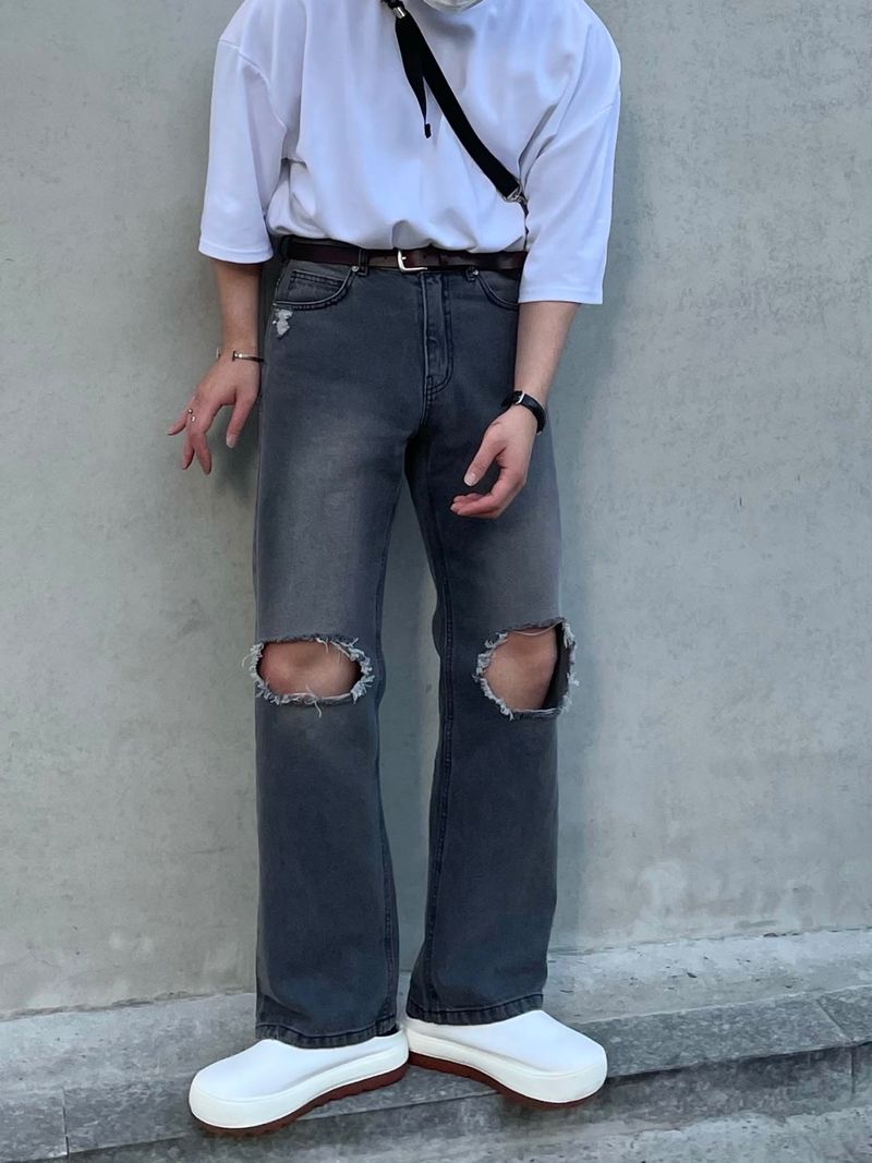 EASY DETROYED DENIM PANTS(2COLOR)