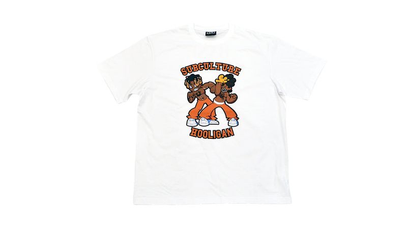 basecream（ベースクリーム）の「サブカルチャー フーリガン オレンジプリズナーTシャツ（トップス）」