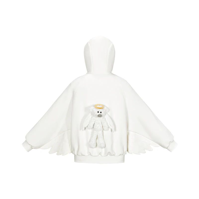 13DE MARZO Angel Devil Bear Zipped Hoodie
