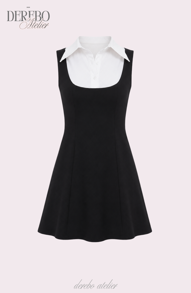 Seri collar sleeveless flare dress