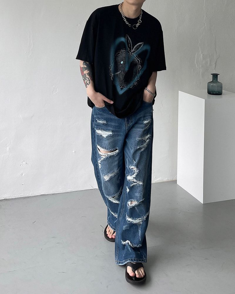 SO Heart Rabbit Printed Short-Sleeved (4 colors)