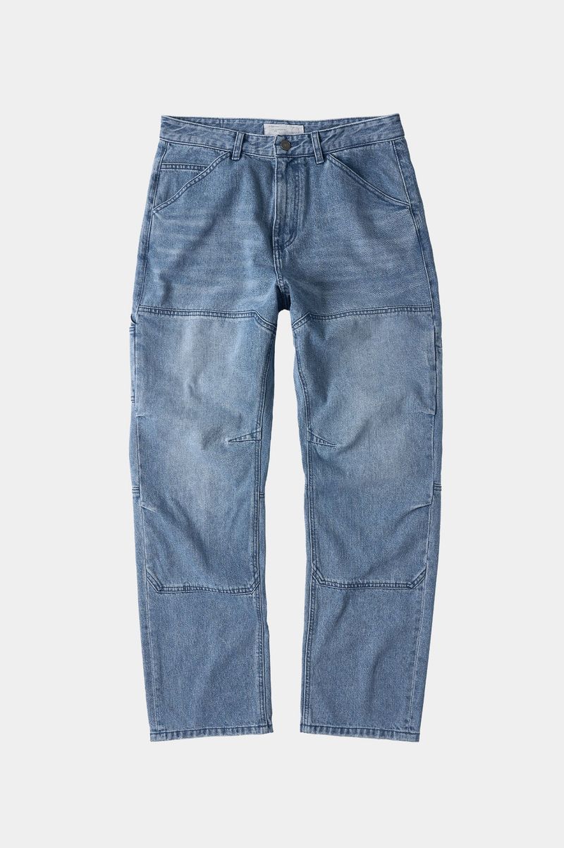 Incision Double Knee Carpenter Pants (Washed Blue)