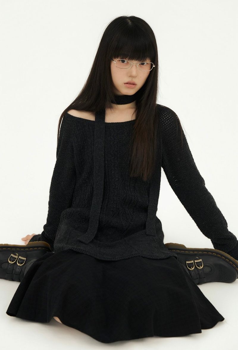 CABLE RECO KNIT OPS CHARCOAL