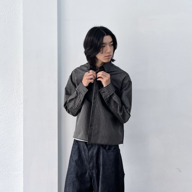 Minimalist Micro-Pleated Cropped Shirt