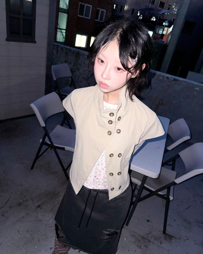 (2color) Double Trench Cap Blouse