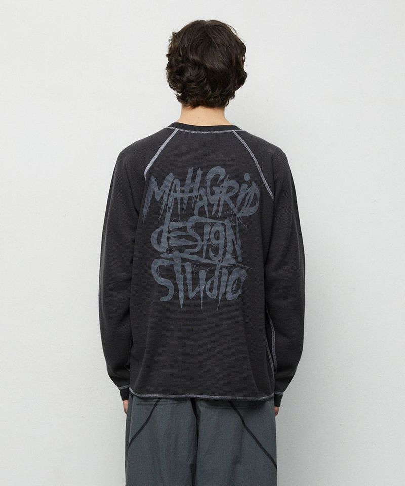 SLASH LOGO WAFFLE LONG SLEEVE_CHARCOAL