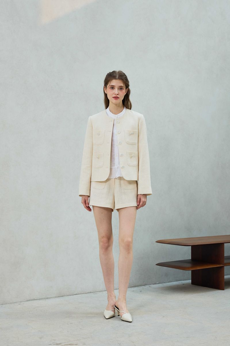 CHERISH TWEED SHORTS PANTS / WHITE
