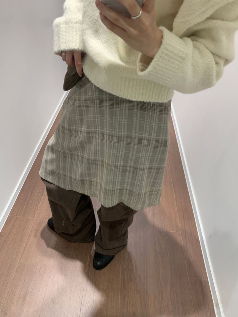 Roman check layered skirt (2color)