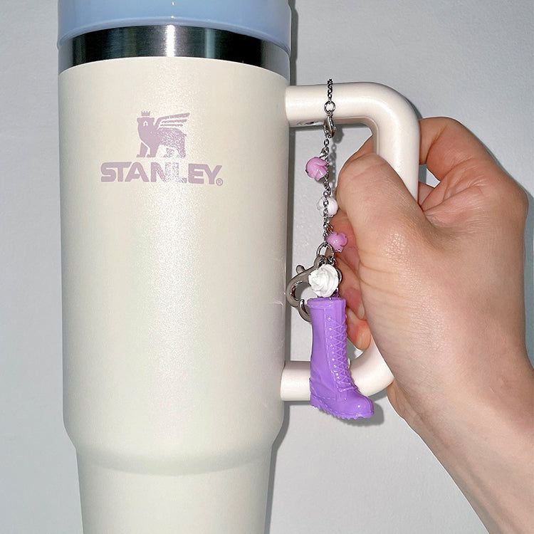 Rose Chain Purple Boots Pendant Bag Keyring Tumbler Charm