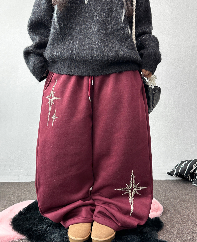 ワイドバルーンフリースラインドハッスルファイヤープリントワイドロングパンツ 🩶 3 COLOR