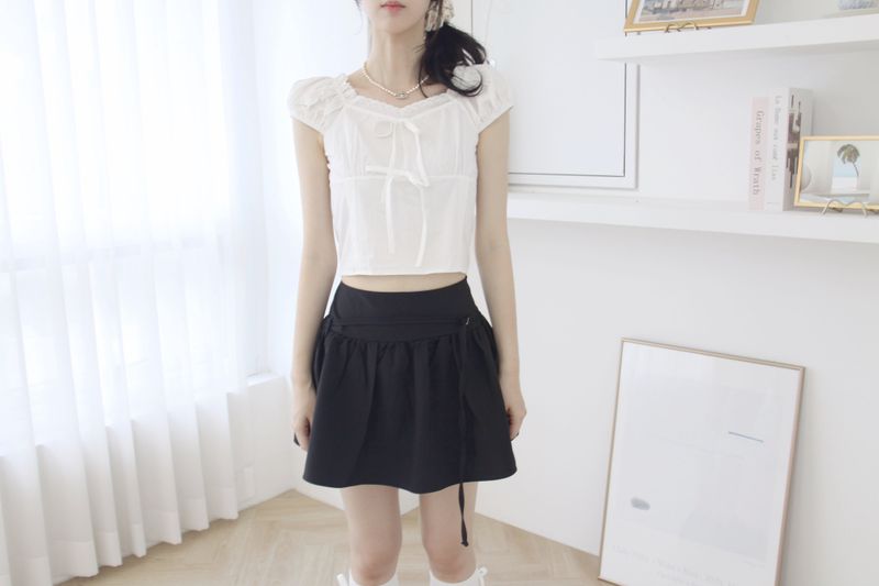 [Belt Set] Half Flare Mini Skirt