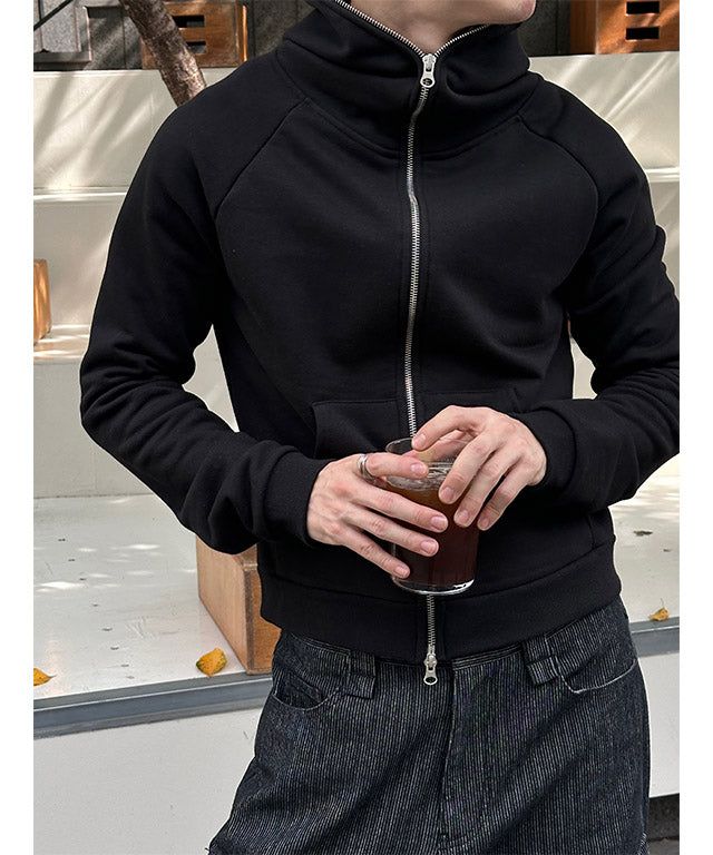 [CROP ITEM] クロップマッスルフィットフードジップアップ(3color)