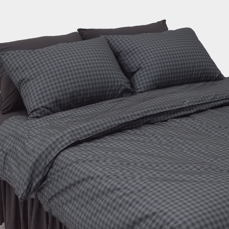 Dust-Free Gingham Check Duvet Cover - Q size