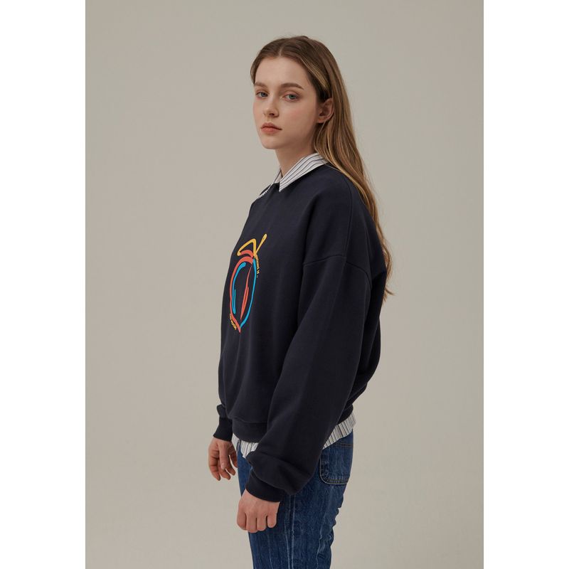 PEACH EMBOSSED PRINT SWEATSHIRT_NAVY