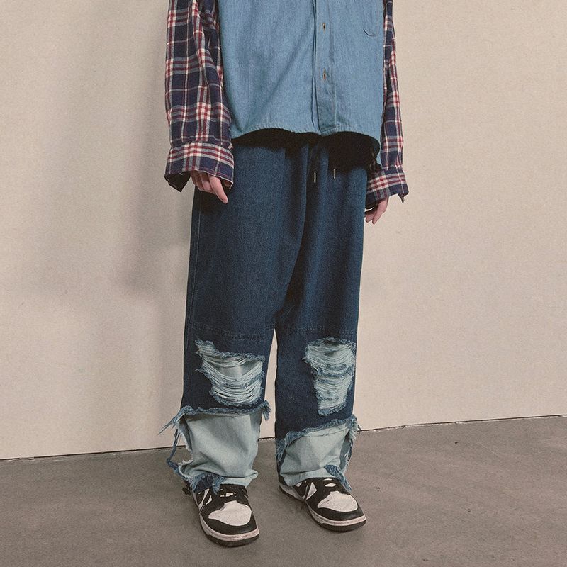bleach denim pants_blue