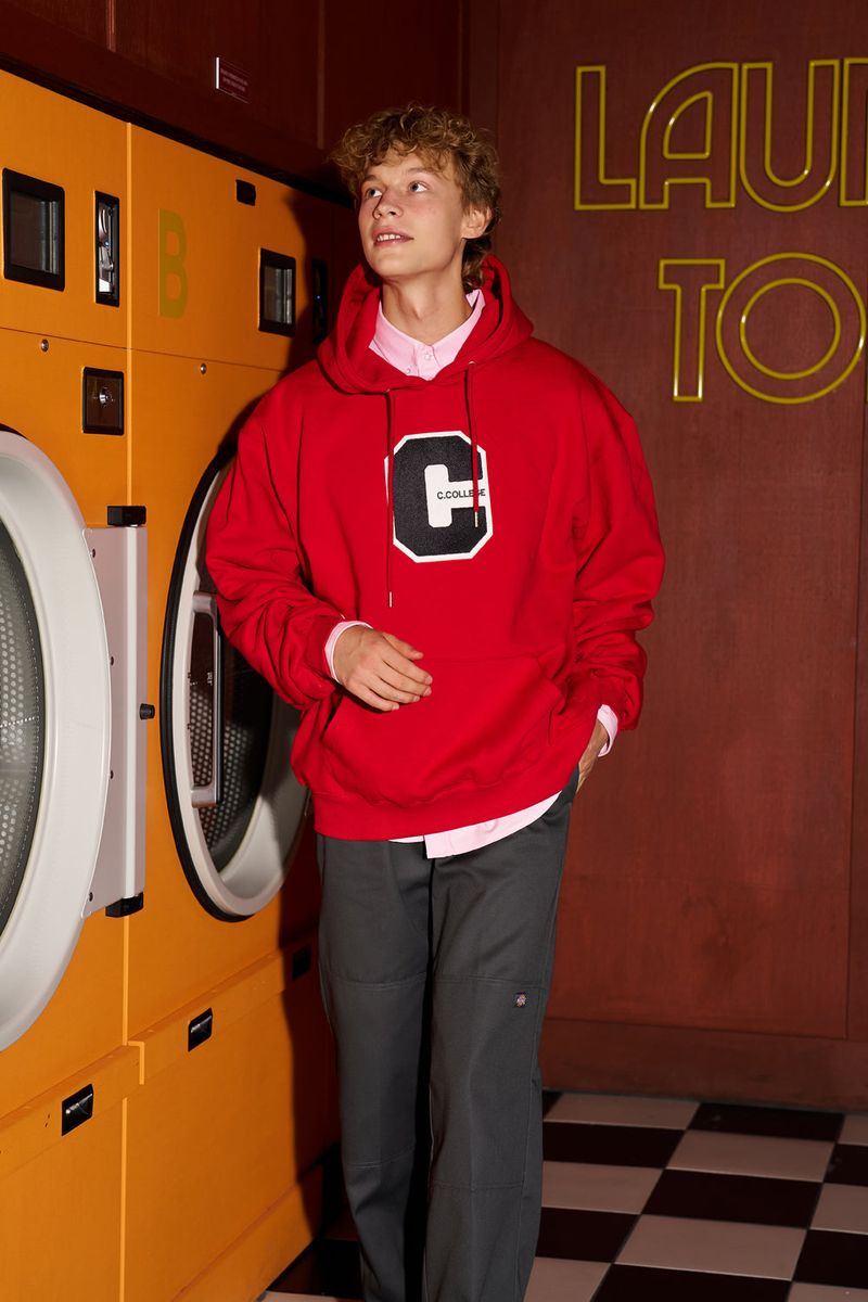 Mix C patch Hoodie / Red [Unisex]