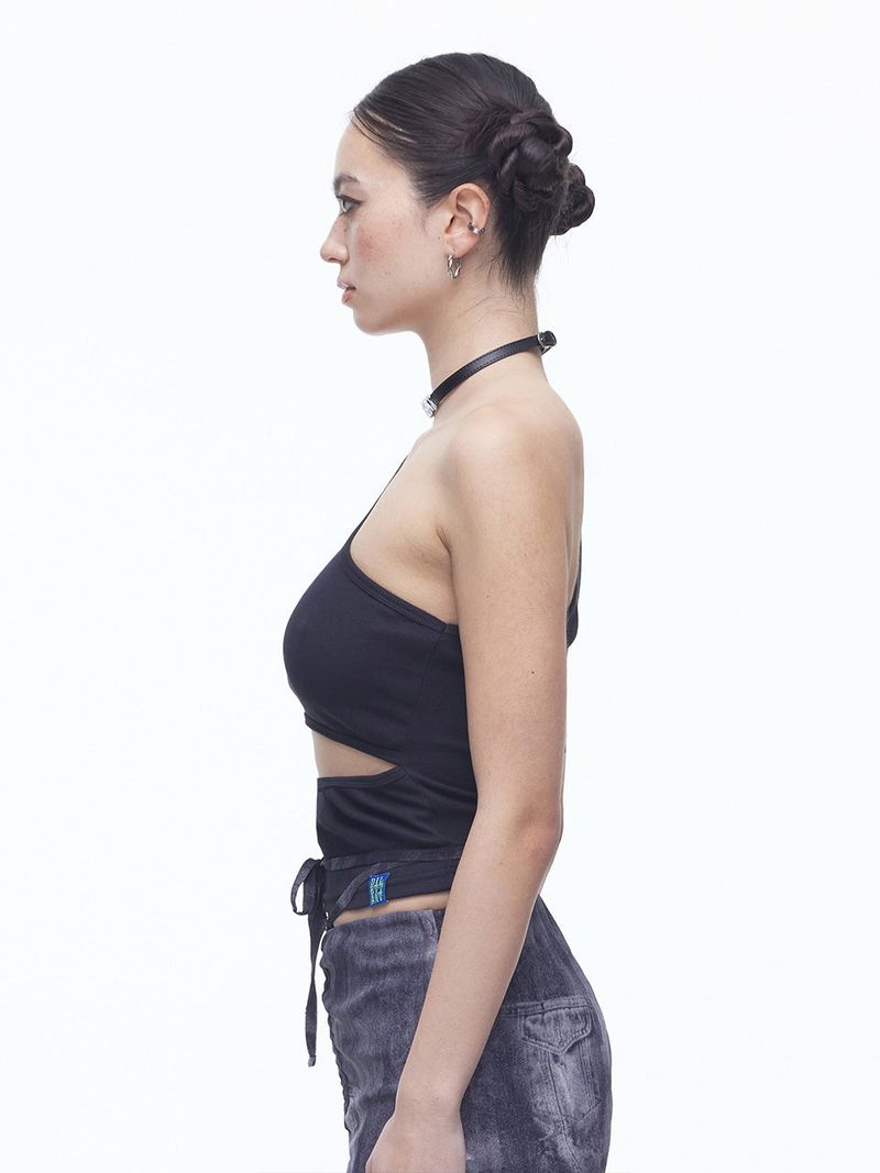 Unbalance Cut-out Sleeveless T(BK)