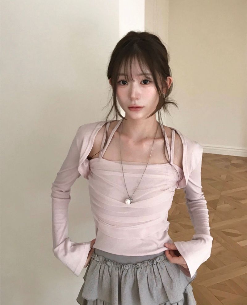 cloudemotion（クラウドエモーション）の「[ballet mood💗] punit tulle halter layer top（Tops）」