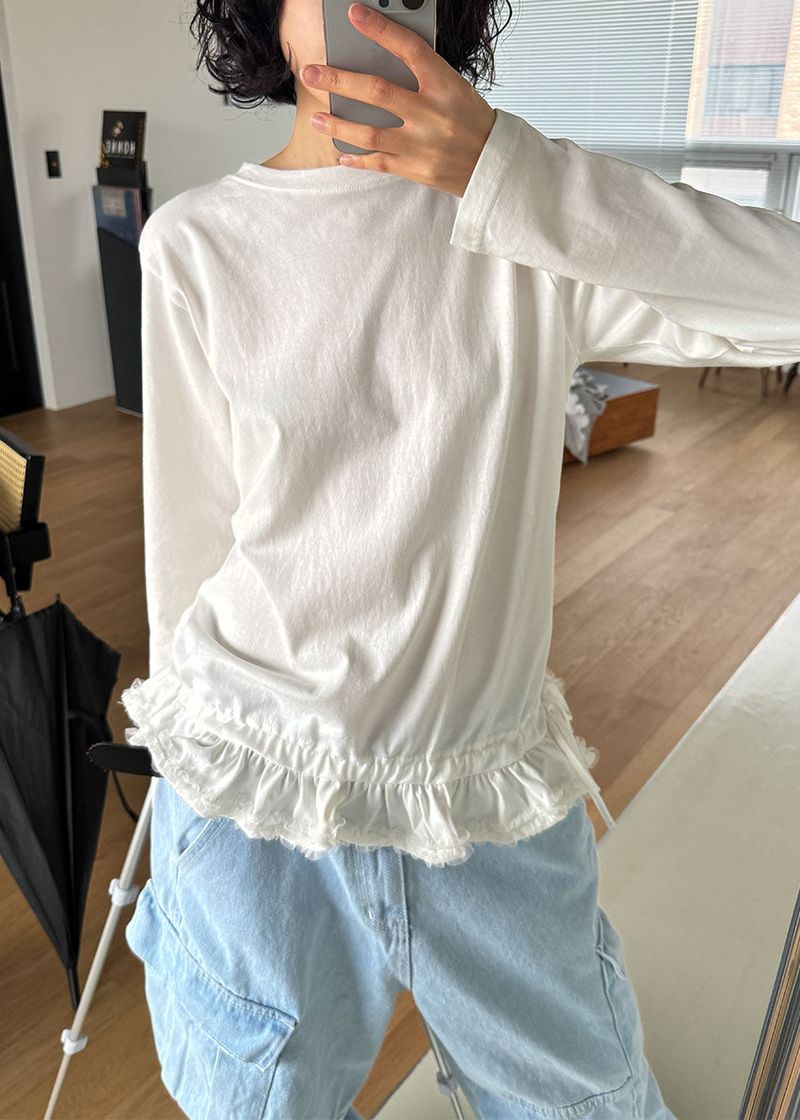 LACE FRILL LONG SLEEVE TEE