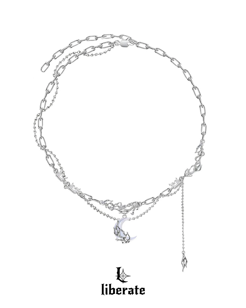 Clear Moon Drop Necklace