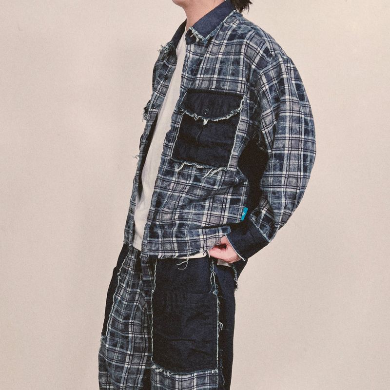 grunge burner check shirt_blue